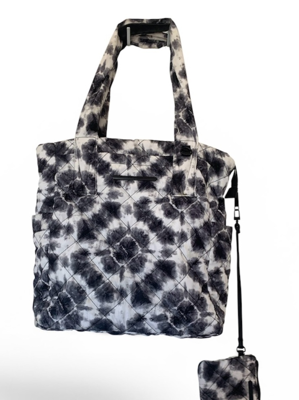 Steve Madden Black and White Quilted Tie-Dye Tote